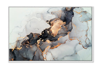 Luxury Abstract Fluid Oil Painting Wall Art Limited Edition High Quality Print Canvas Box Framed White