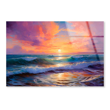 Mesmerizing Sunsets & Sea View Painting Coastal Horizons  Acrylic Glass Print Tempered Glass Wall Art 100% Made in Australia Ready to Hang