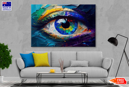 Abstract Colorful Eye Closeup Oil Painting Wall Art Limited Edition High Quality Print