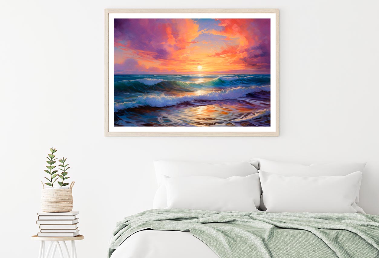 Mesmerizing Sunsets Painting Coastal Horizons, Home Decor Premium Quality Poster Print Choose Your Sizes