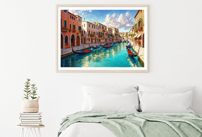 Body of Water with Boats, Buildings Home Decor Premium Quality Poster Print Choose Your Sizes