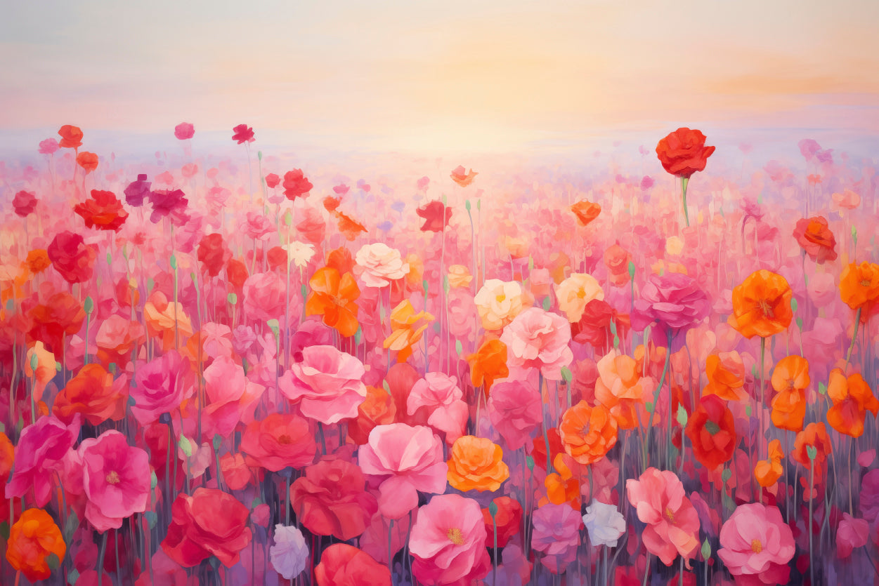 Watercolor Summer Field of Flowers Print 100% Australian Made - Bella Home Decor