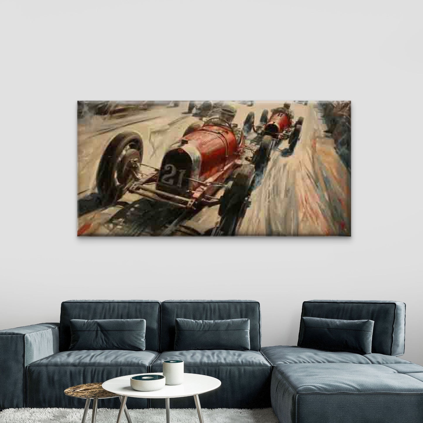 Vintage Race Car Wall Art Canvas Office Home Room Framed 120x60cm