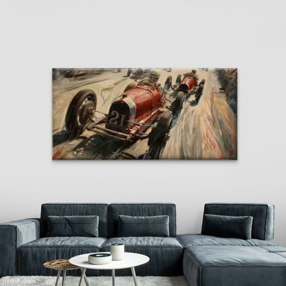 Vintage Race Car Wall Art Canvas Office Home Room Framed 120x60cm
