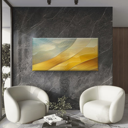 Abstract Gold Fluid Waves Wall Art Canvas Office Home Room Framed 120x60cm
