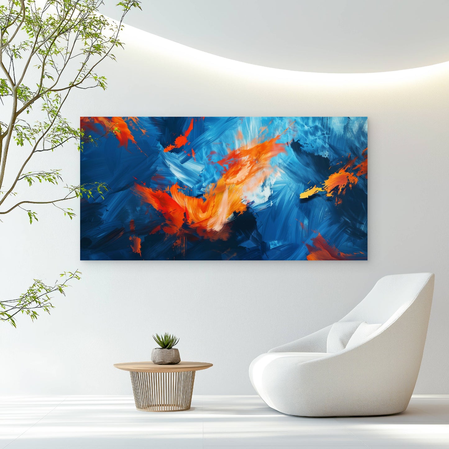 Ocean Firestorm Abstract Art Wall Art Canvas Office Home Room Framed 120x60cm