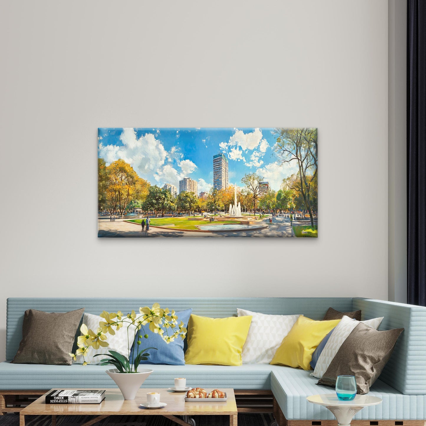 Medellin Plaza Bolivar Park Wall Art Canvas Office Home Room Framed 120x60cm