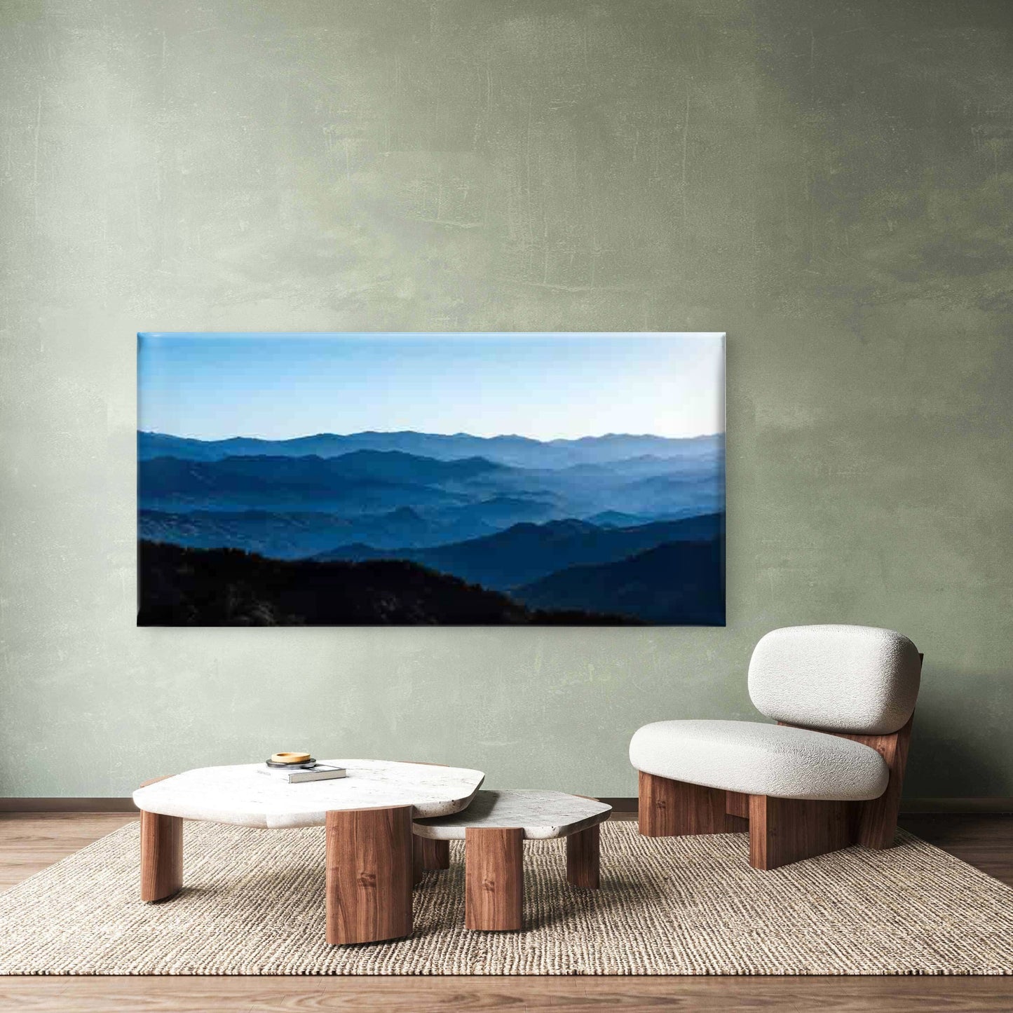 Blue Mountain Landscape Scenery Wall Art Canvas Office Home Room Framed 120x60cm