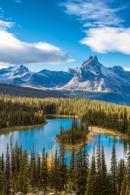 Glacier Lake & Canadian Mountains Glass Framed Wall Art, Ready to Hang Quality Print