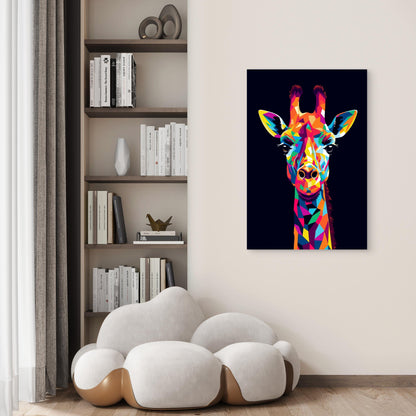 Colorful Geometric Giraffe Abstract Animal 60x90cm Metal Print Ready to Hang