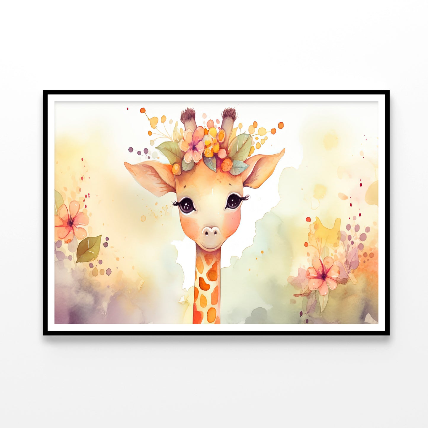 Baby Giraffe in Flower Blossom Garden Home Decor Premium Quality Poster Print Choose Your Sizes