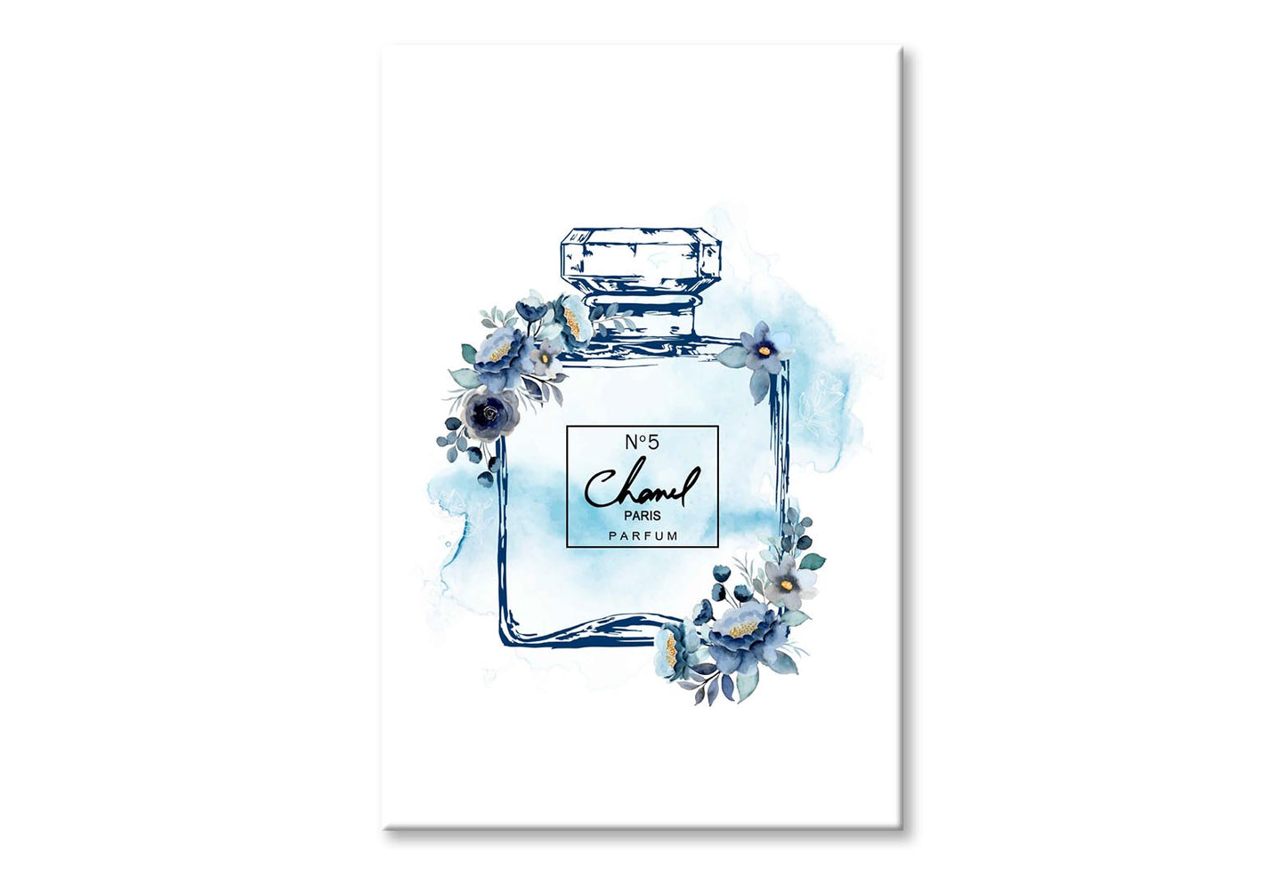 Blue Colored Perfume Wall Art Limited Edition High Quality Print Stretched Canvas None