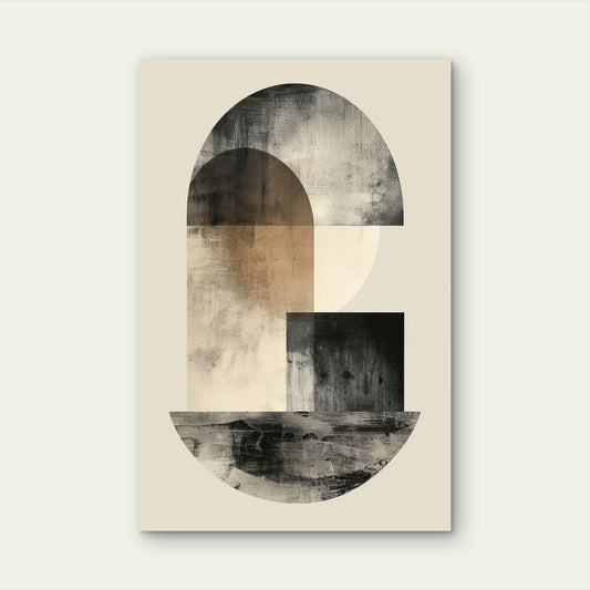 Neutral Stone Geometric Shapes 60x90cm Metal Print Ready to Hang