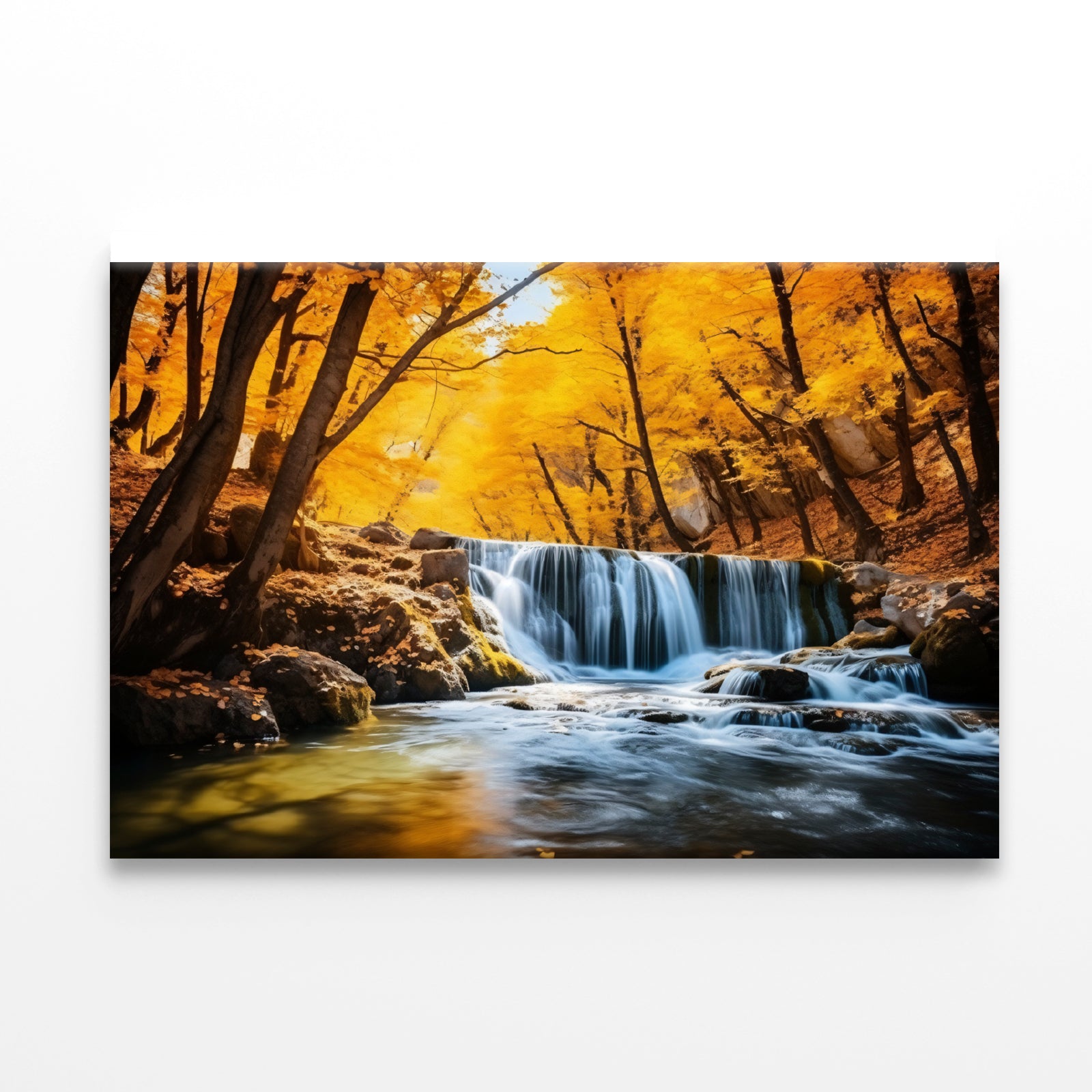 Beautiful Autumn Landscape with Yellow Trees and Water Print 100% Australian Made
