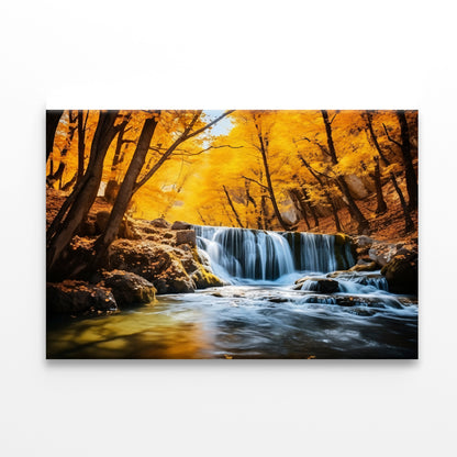 Beautiful Autumn Landscape with Yellow Trees and Water Print 100% Australian Made
