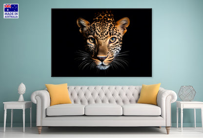 Leopard Isolated on Black Portrait Wildlife Animal Wall Art Decor 100% Australian Made