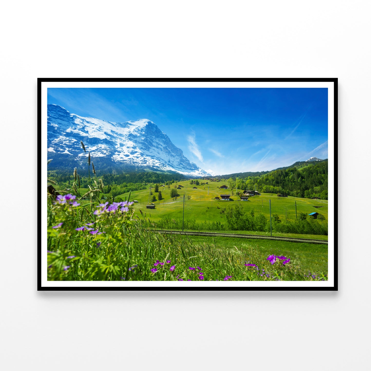 Blooming Flowers with Beautiful Sky & Mountains Home Decor Premium Quality Poster Print Choose Your Sizes