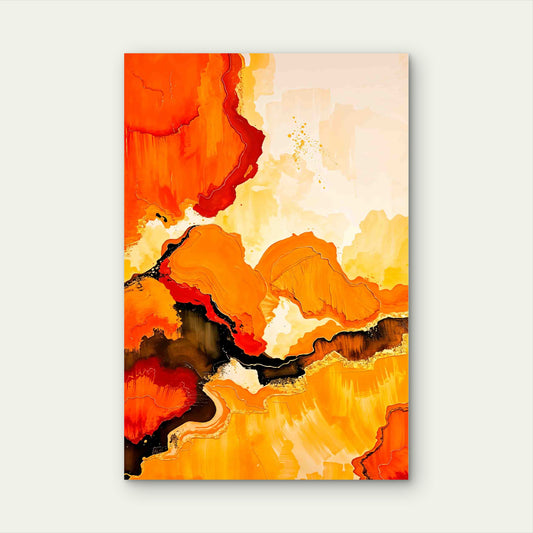 Orange Yellow Fluid Design 60x90cm Metal Print Ready to Hang