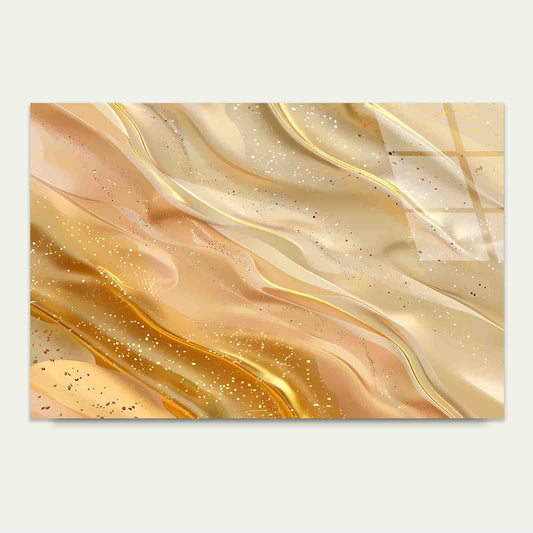 Abstract Cream Metallic Tempered Glass Printing Wall Art Australian Made Quality