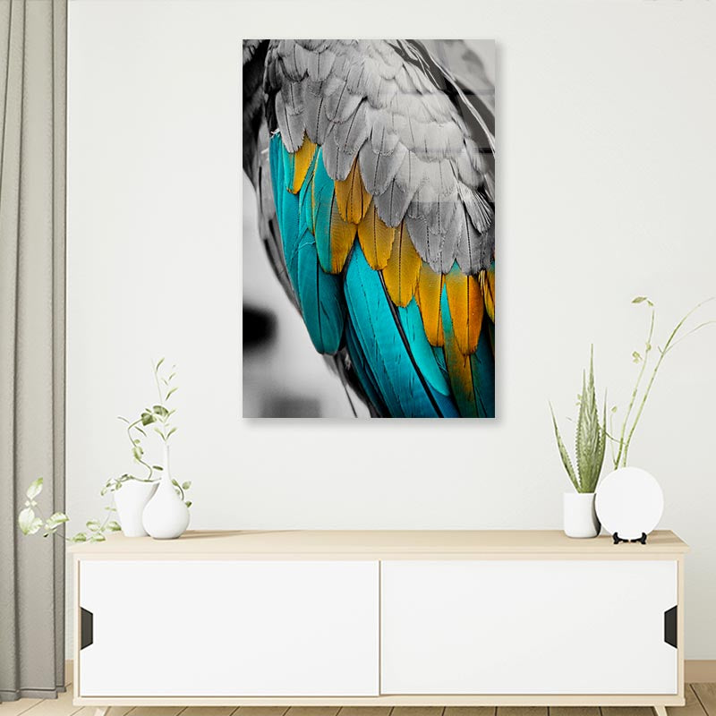 Close-Up Feather 3D Design Acrylic Glass Print Tempered Glass Wall Art 100% Made in Australia Ready to Hang