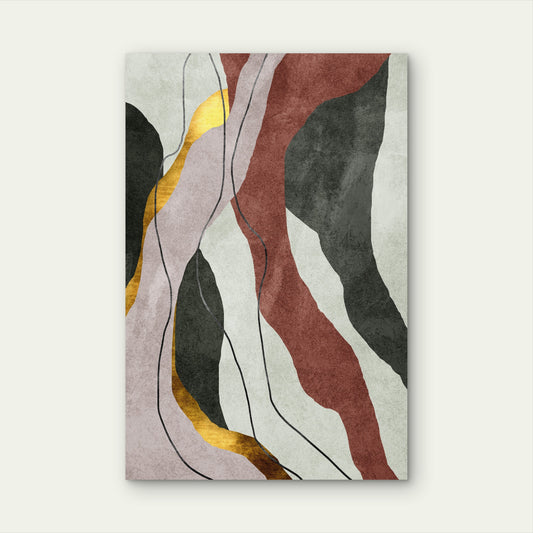 Abstract Flowing Gold Shapes Texture 40x60cm Metal Print Ready to Hang