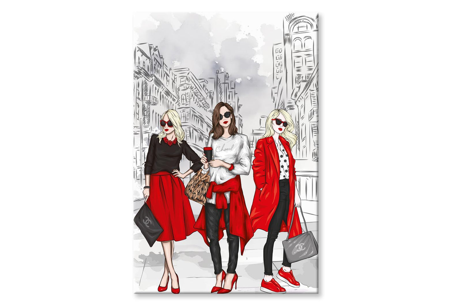 Stylish Women with Fashion Store Wall Art Limited Edition High Quality Print Stretched Canvas None