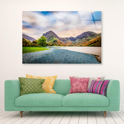 Buttermere in the District Lake with Mountains Acrylic Glass Print Tempered Glass Wall Art 100% Made in Australia Ready to Hang