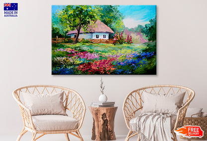 House In The Village Oil Painting Wall Art Limited Edition High Quality Print