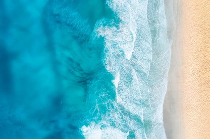 Beach And Waves from Top View Wall Art Decor 100% Australian Made - Bella Home Decor