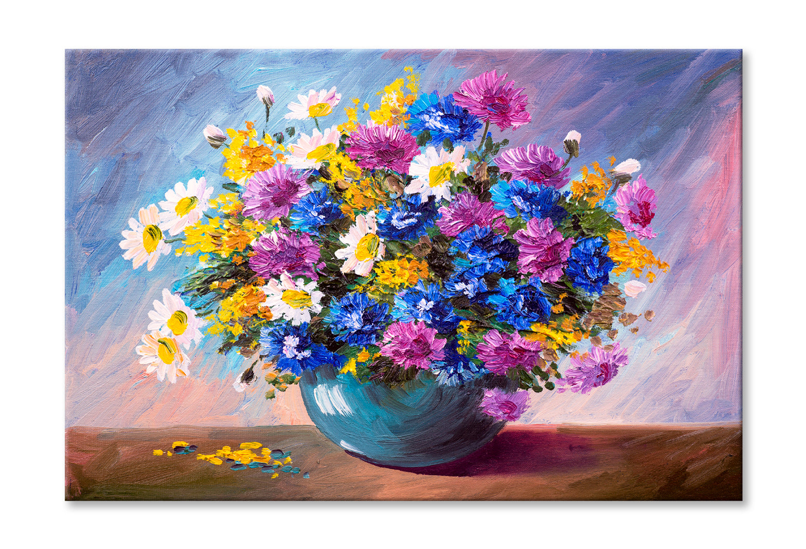 Bouquet Of Wildflowers Oil Painting Wall Art Limited Edition High Quality Print Stretched Canvas None