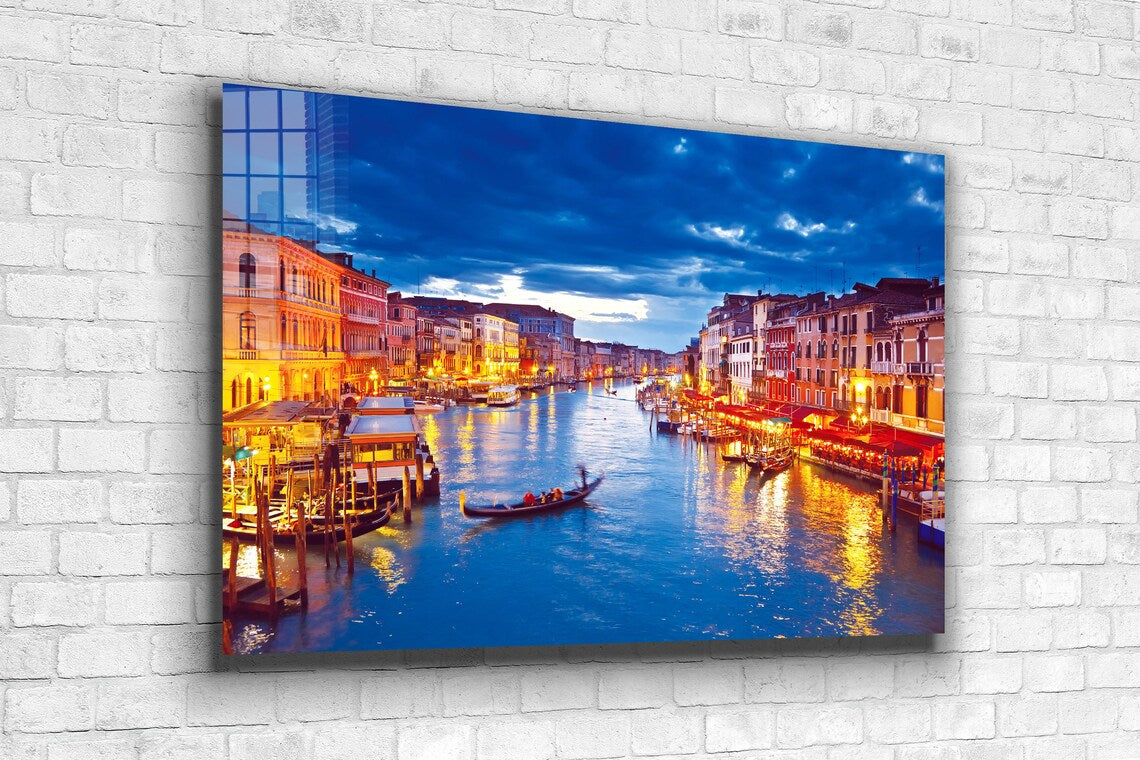 Canal in Italy Night UV Direct Aluminum Print Australian Made Quality