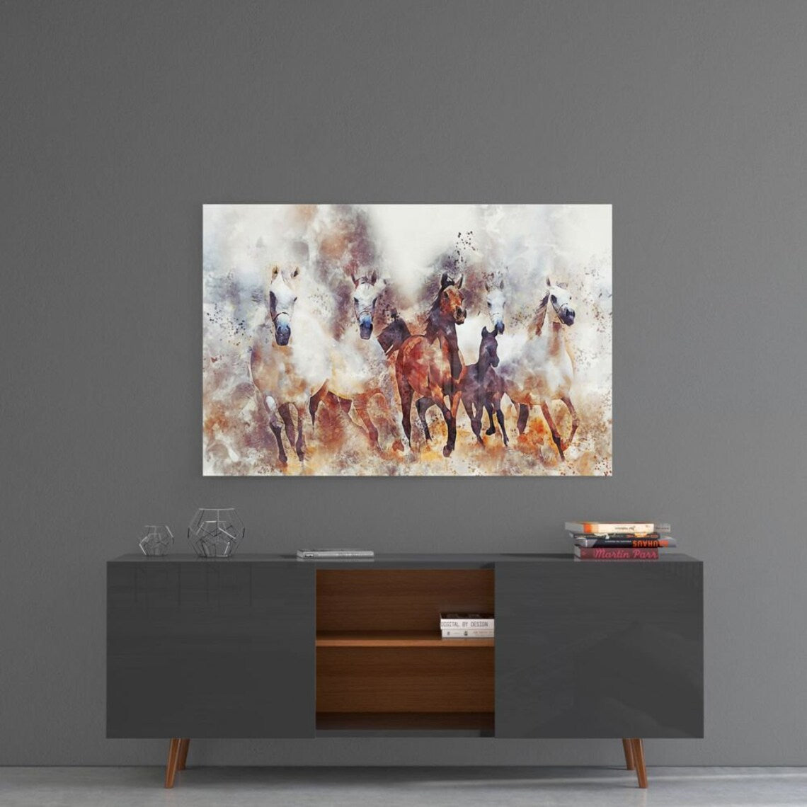 Abstract Horses Art UV Direct Aluminum Print Australian Made Quality