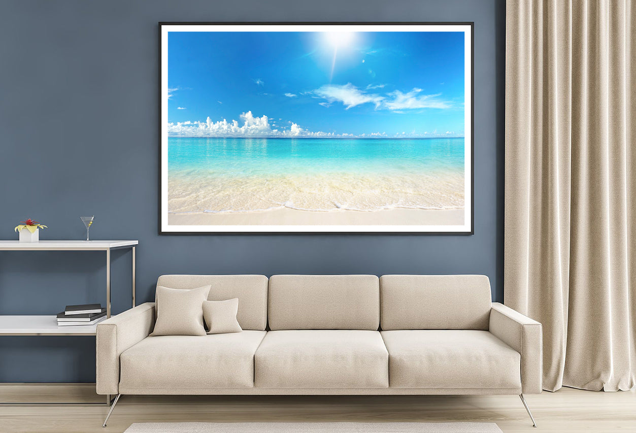 Sandy Beach with White Sand View Home Decor Premium Quality Poster Print Choose Your Sizes