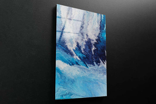 Oil Paint Blue Abstract Acrylic Glass Print Tempered Glass Wall Art 100% Made in Australia Ready to Hang