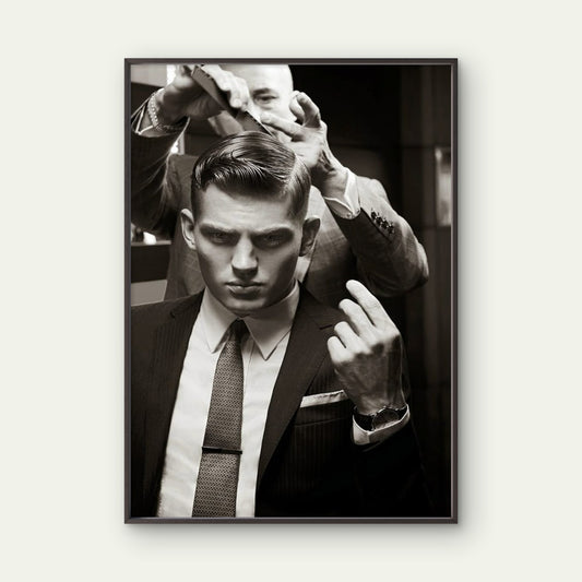 Black and White Barber Gents Hairstyle Cutting Fashion Home Decor Premium Quality Poster Print Choose Your Sizes - Bella Home Decor