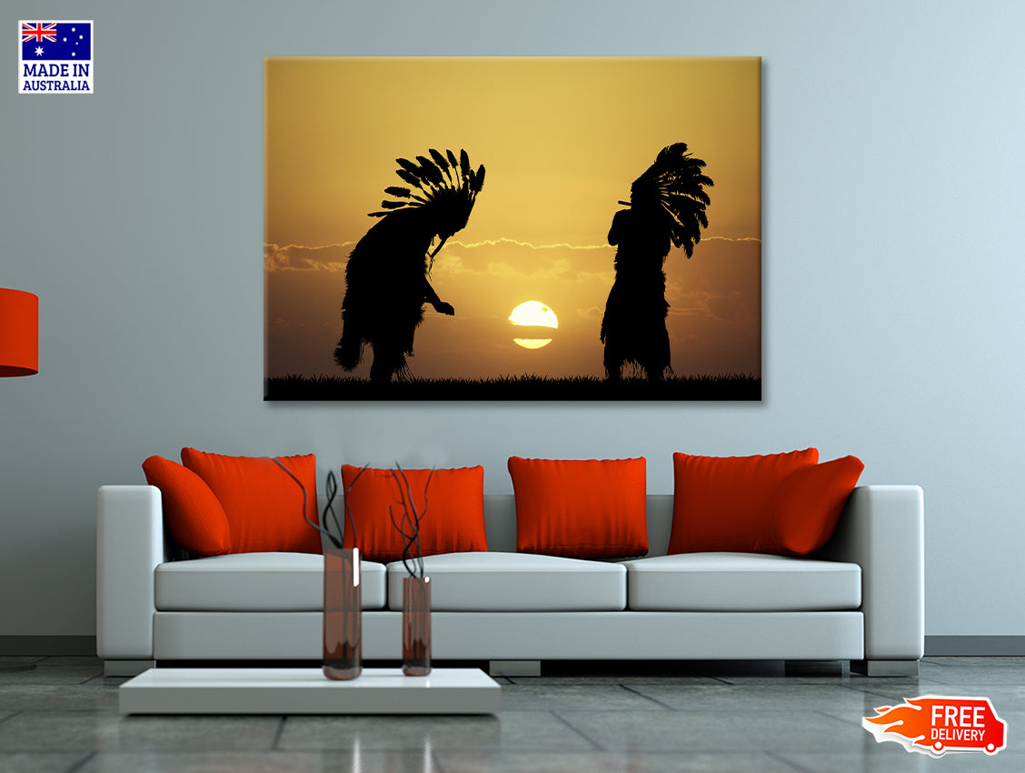 Native American Tribe with Sunset Print 100% Australian Made