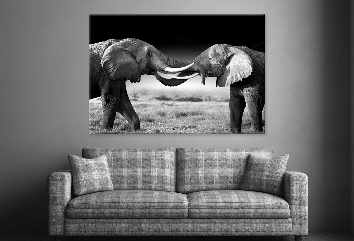 Elephants Touching Trunks Kenya Wall Art Decor 100% Australian Made - Bella Home Decor