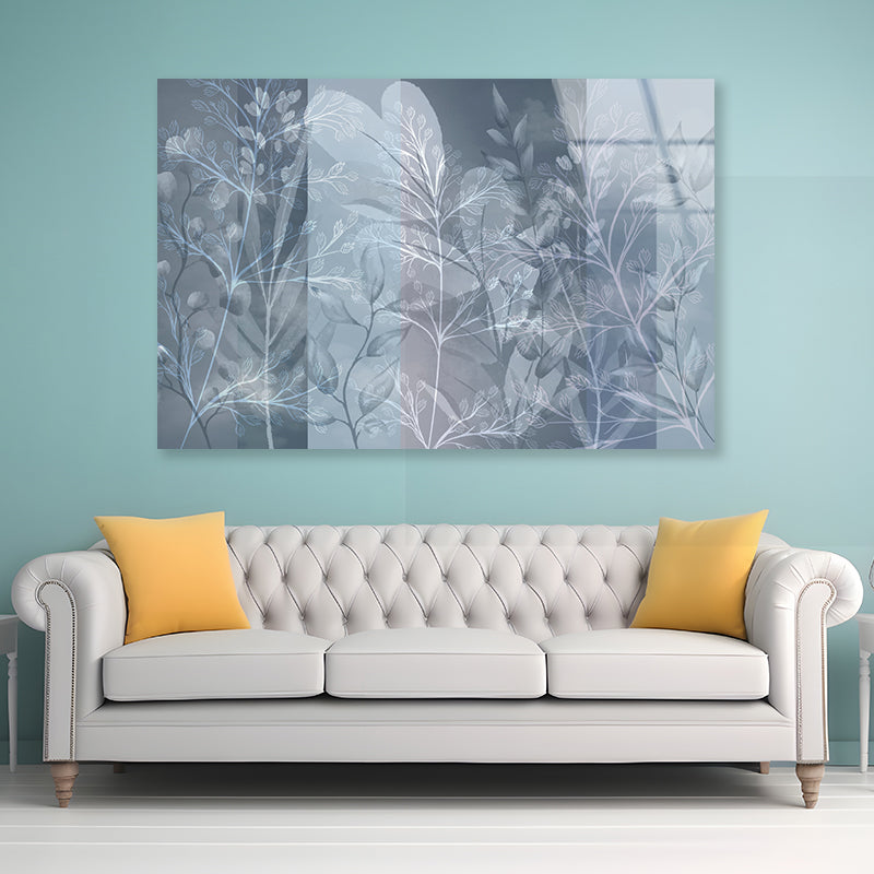 Shape of Tree Branches and Leaves Abstract Acrylic Glass Print Tempered Glass Wall Art 100% Made in Australia Ready to Hang - Bella Home Decor