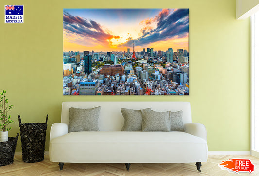 Sunset view at Tokyo city Japan Print 100% Australian Made