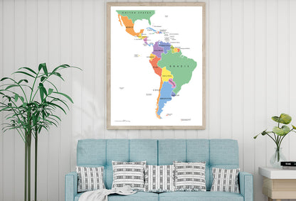 Latin America Single States Political Map Home Decor Premium Quality Poster Print Choose Your Sizes