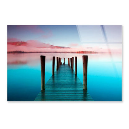The Pier Is a Landing Stage on The Banks of Derwentwater Acrylic Glass Print Tempered Glass Wall Art 100% Made in Australia Ready to Hang - Bella Home Decor