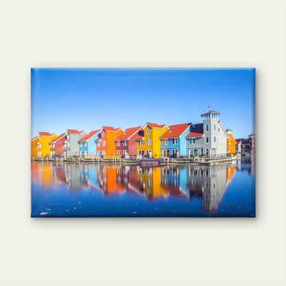 Waterfront of the Reitdiephaven Harbor Netherlands Wall Art Decor 100% Australian Made - Bella Home Decor