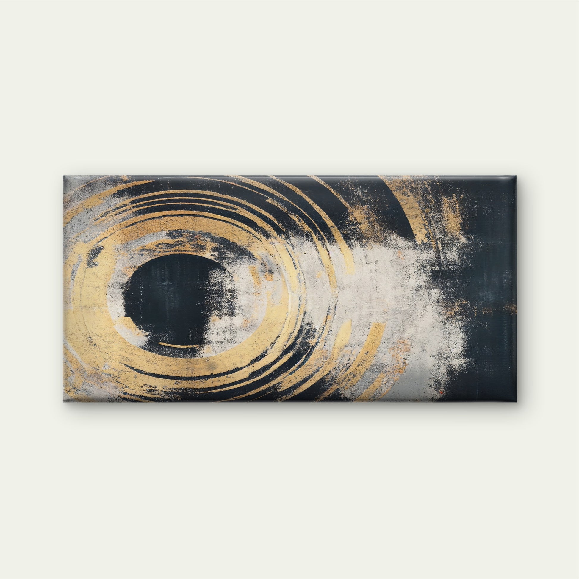 Gold Zen Circle Texture Wall Art Canvas Office Home Room Framed 120x60cm - Bella Home Decor