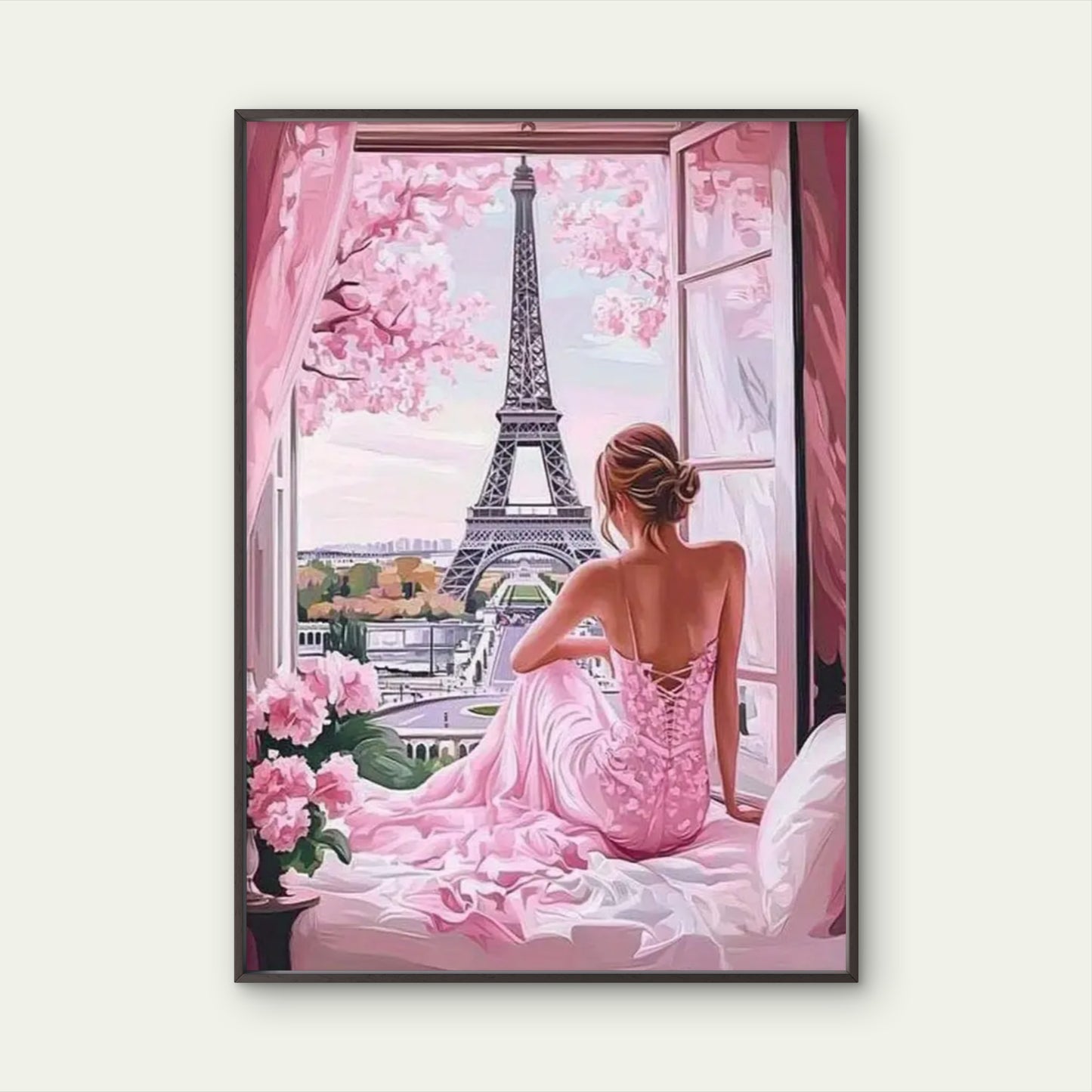Minimalist Stylish Woman Paris Eiffel Tower Painting Fashion Home Decor Premium Quality Poster Print Choose Your Sizes
