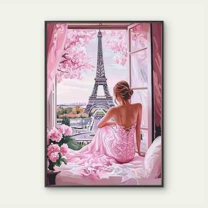 Minimalist Stylish Woman Paris Eiffel Tower Painting Fashion Home Decor Premium Quality Poster Print Choose Your Sizes