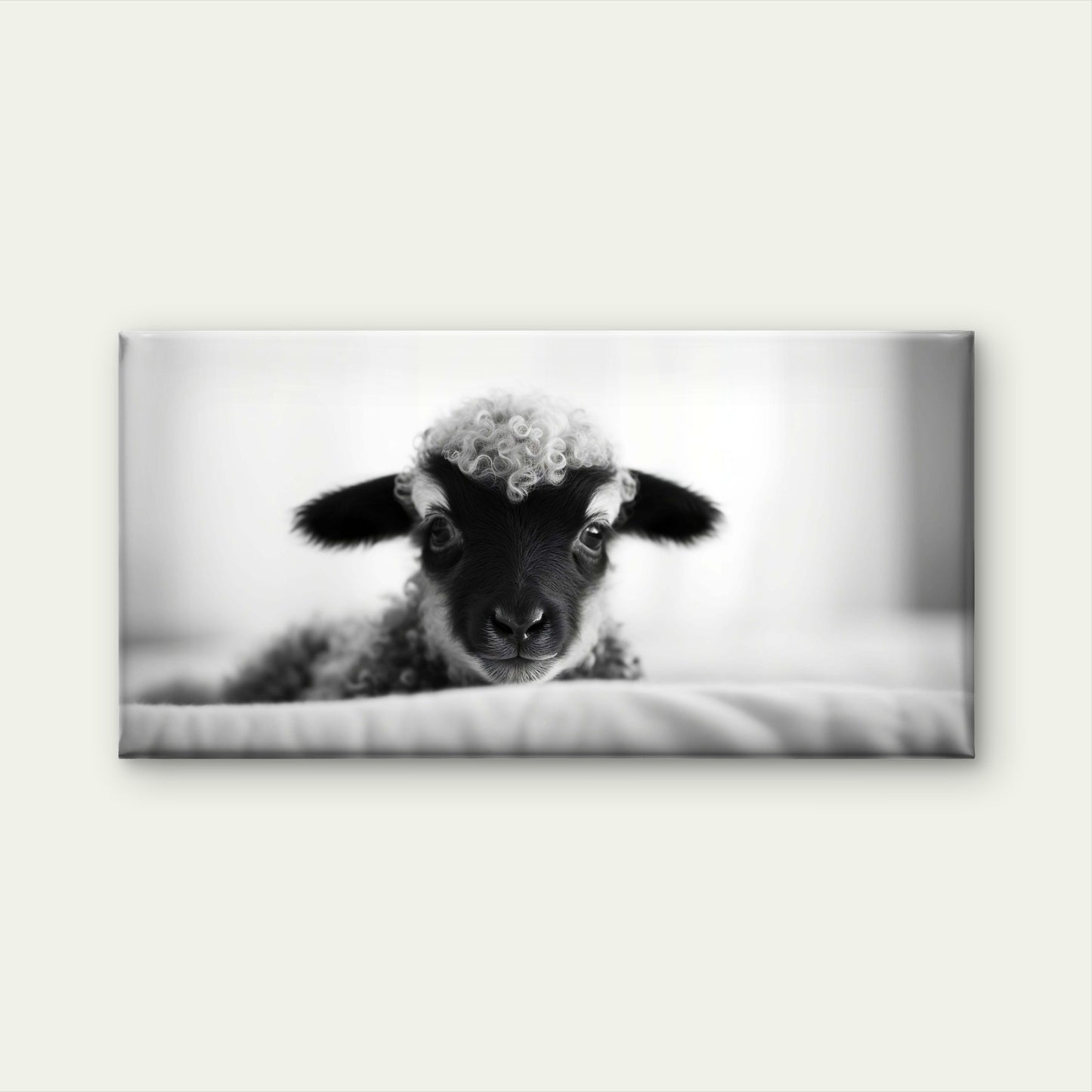 Cute Baby Lamb Sheep Soft Fur Animal Wall Art Canvas Office Home Framed 120x60cm