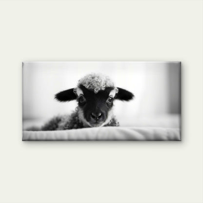 Cute Baby Lamb Sheep Soft Fur Animal Wall Art Canvas Office Home Framed 120x60cm