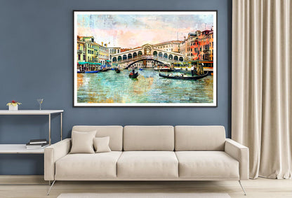 Rialto Bridge - Venetian Picture - Artwork in Painting Style Home Decor Premium Quality Poster Print Choose Your Sizes