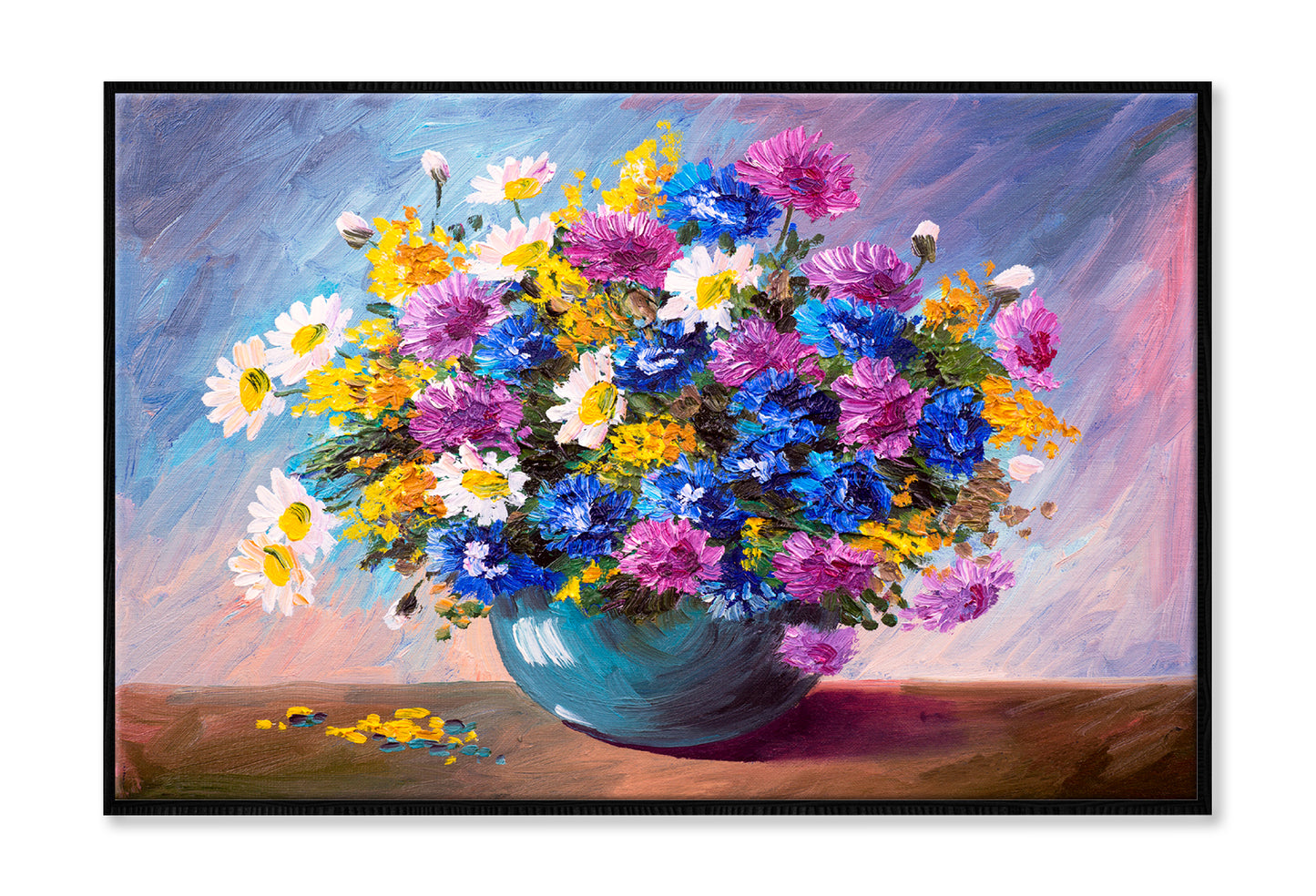 Bouquet Of Wildflowers Oil Painting Wall Art Limited Edition High Quality Print Canvas Box Framed Black