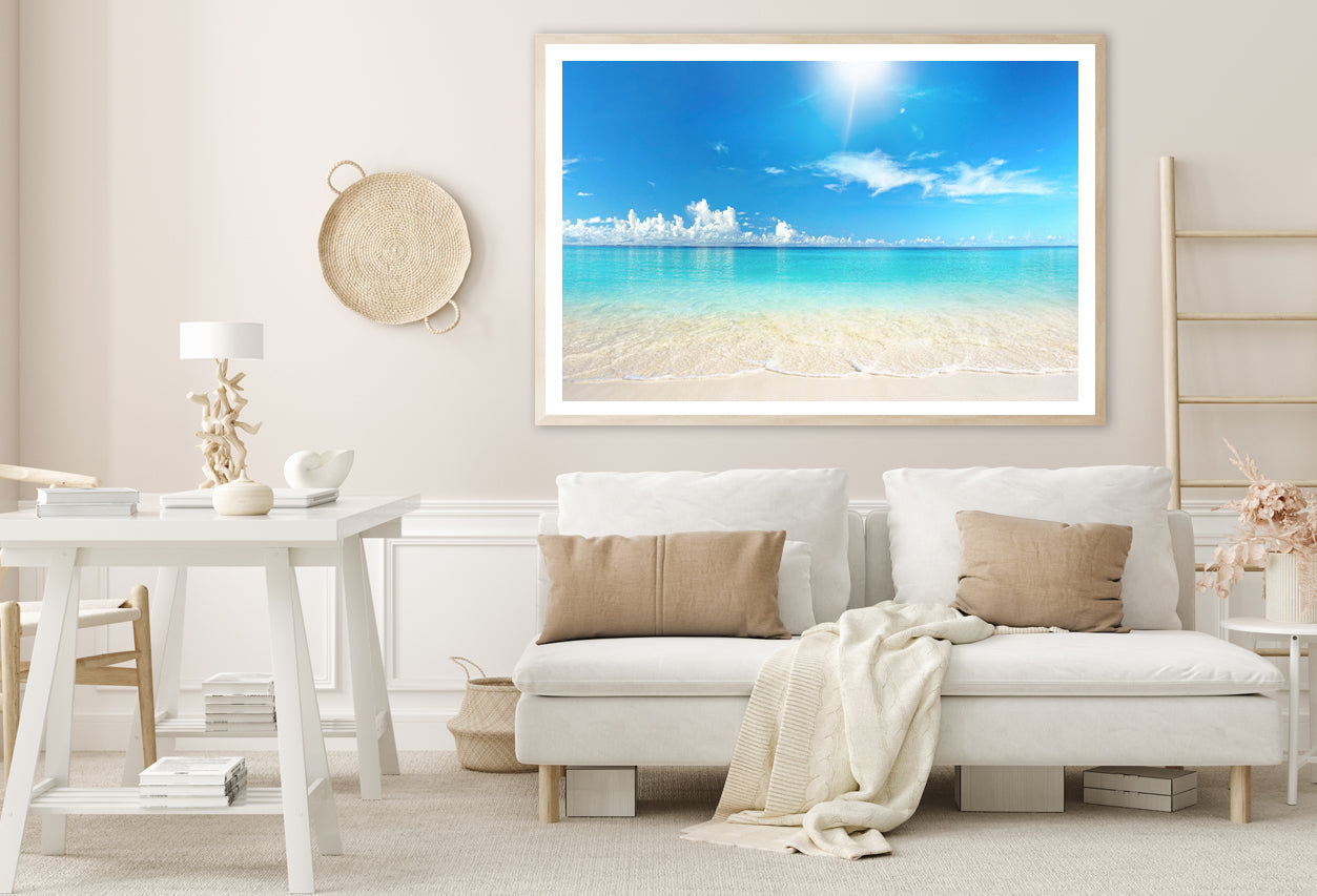 Sandy Beach with White Sand View Home Decor Premium Quality Poster Print Choose Your Sizes